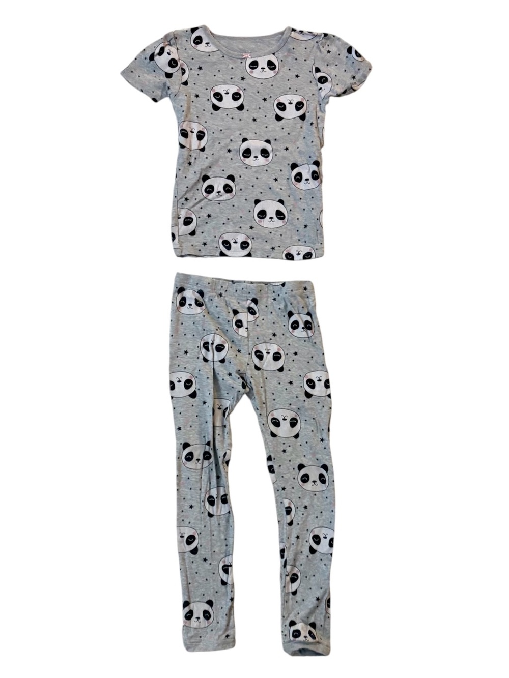 Simple Joys gray, pale pink black and white panda pajama set, size 8